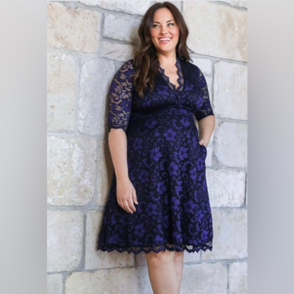 Kiyonna Mon Cheri Scalloped Lace Party Dress